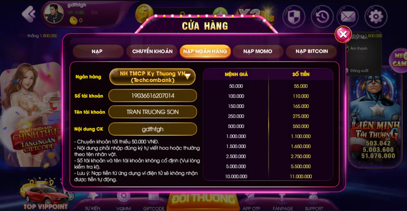 Nạp rút tiền Ran Vip Club không lo giới hạn phương thức 